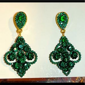 Emerald Green Pageant Earrings Medium Size